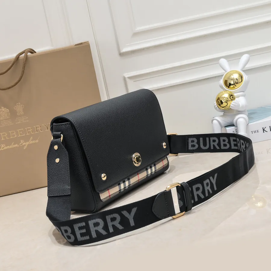 B Brand Vintage Bucket Bag with Grained Calfskin and Embroidered Logo