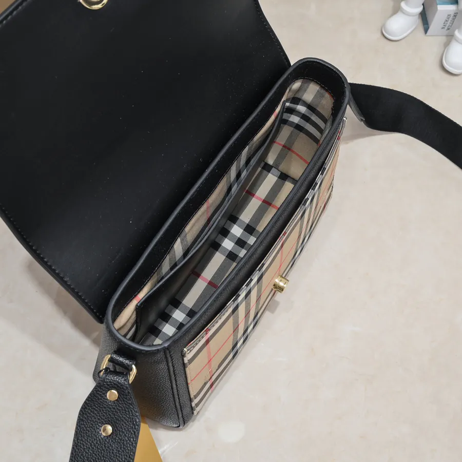 B Brand Vintage Bucket Bag with Grained Calfskin and Embroidered Logo