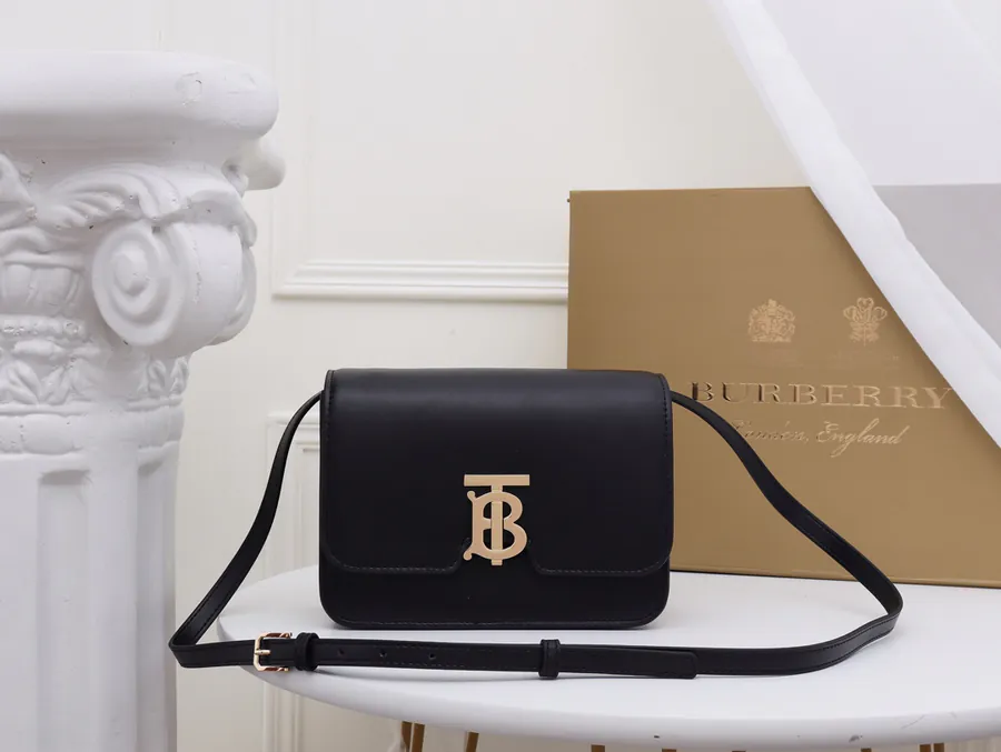TB Small Exclusive Leather Lock Bag with Thomas Inspired Logo