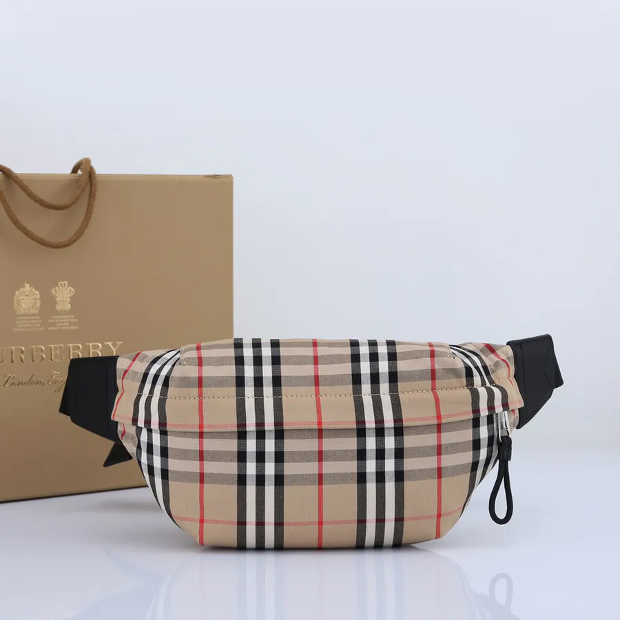 B Brand Bag Vintage Pattern Bucket Bag with Leather Trim