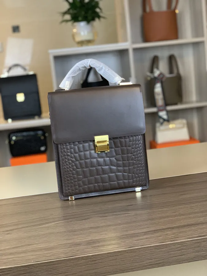 Mondaine Grained Calfskin Password Lock Crossbody Bag