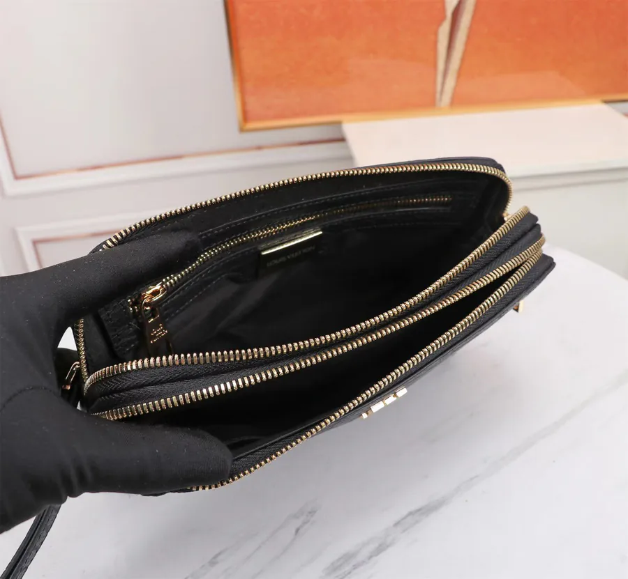 LV Double Zip Bucket Bag Premium Grained Calfskin