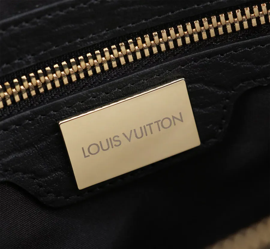 LV Double Zip Bucket Bag Premium Grained Calfskin