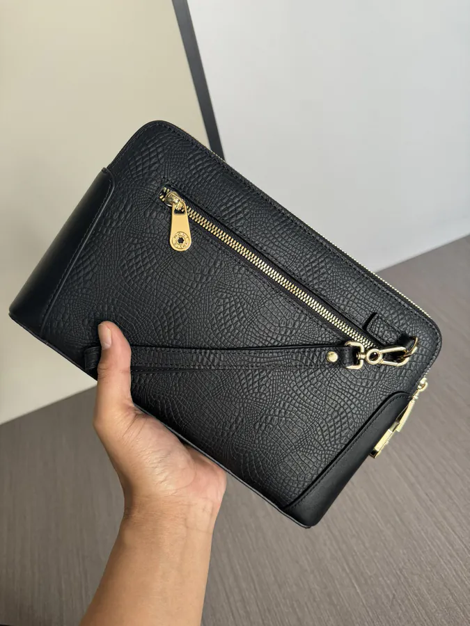 Mondaine Double Zip Password Lock Leather Tote