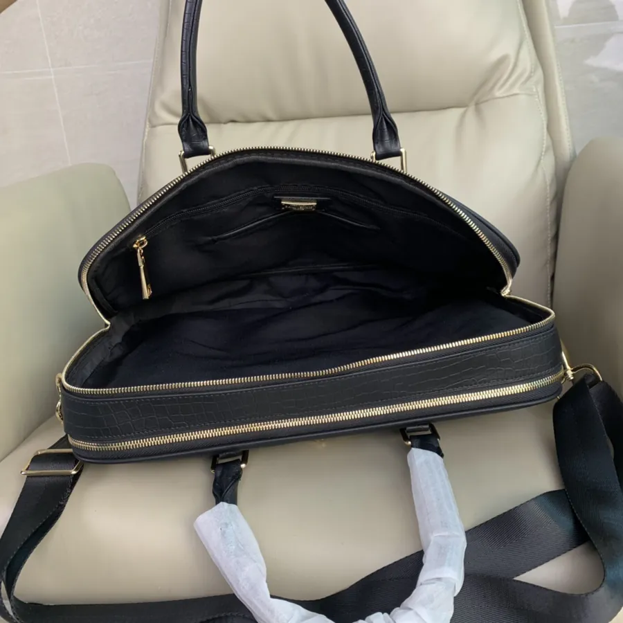 Versace Double Zip Grained Calfskin Briefcase