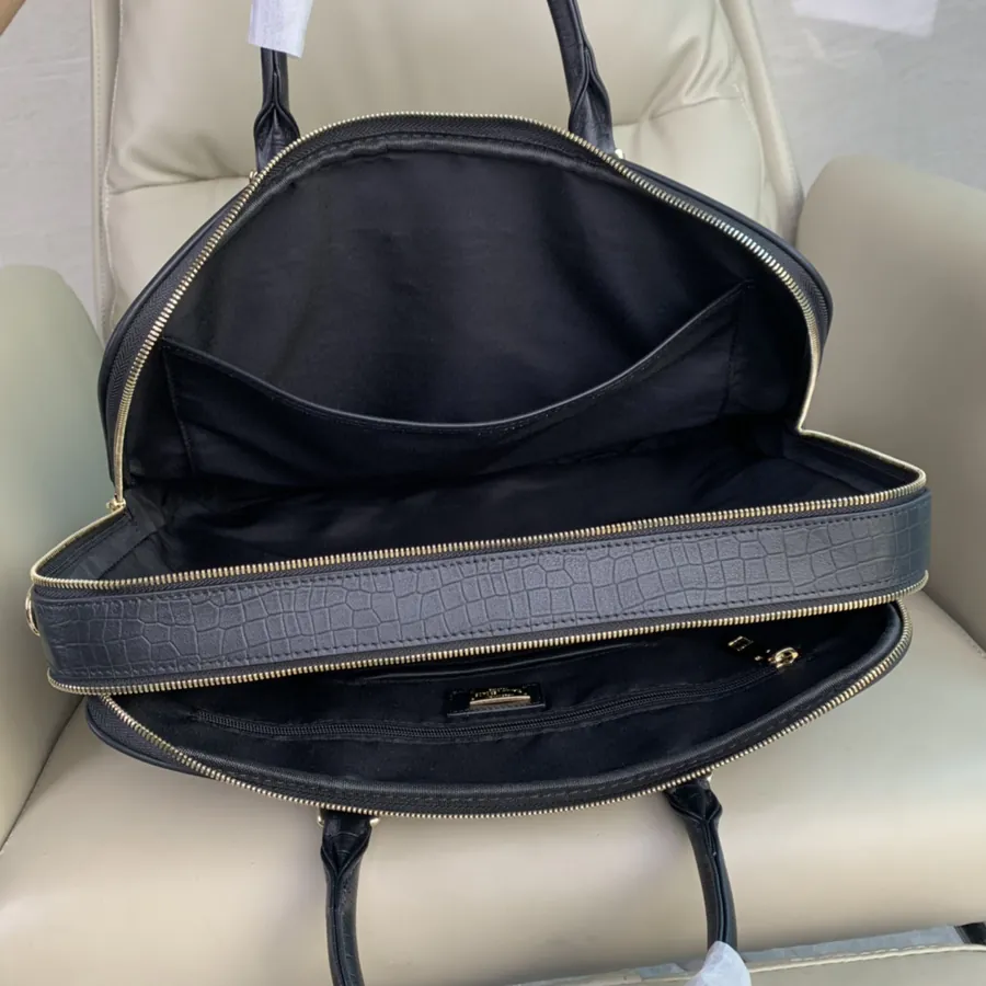 Versace Double Zip Grained Calfskin Briefcase