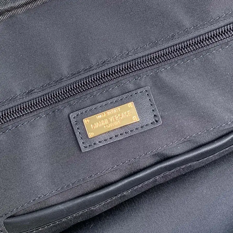 Versace Double Zip Grained Calfskin Briefcase