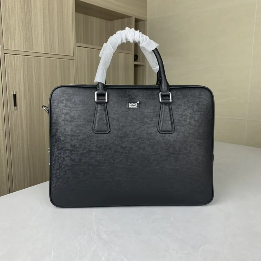 MONTBLANC Premium Briefcase with Double Zip High Quality Top Grain Calfskin