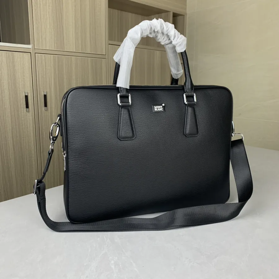 MONTBLANC Premium Briefcase with Double Zip High Quality Top Grain Calfskin