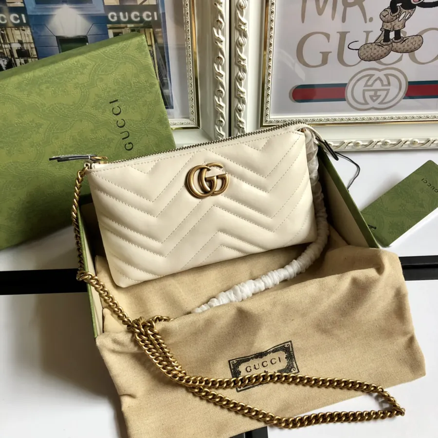 G Brand Chain Bag Premium Edition, Grained Calfskin, GG Logo