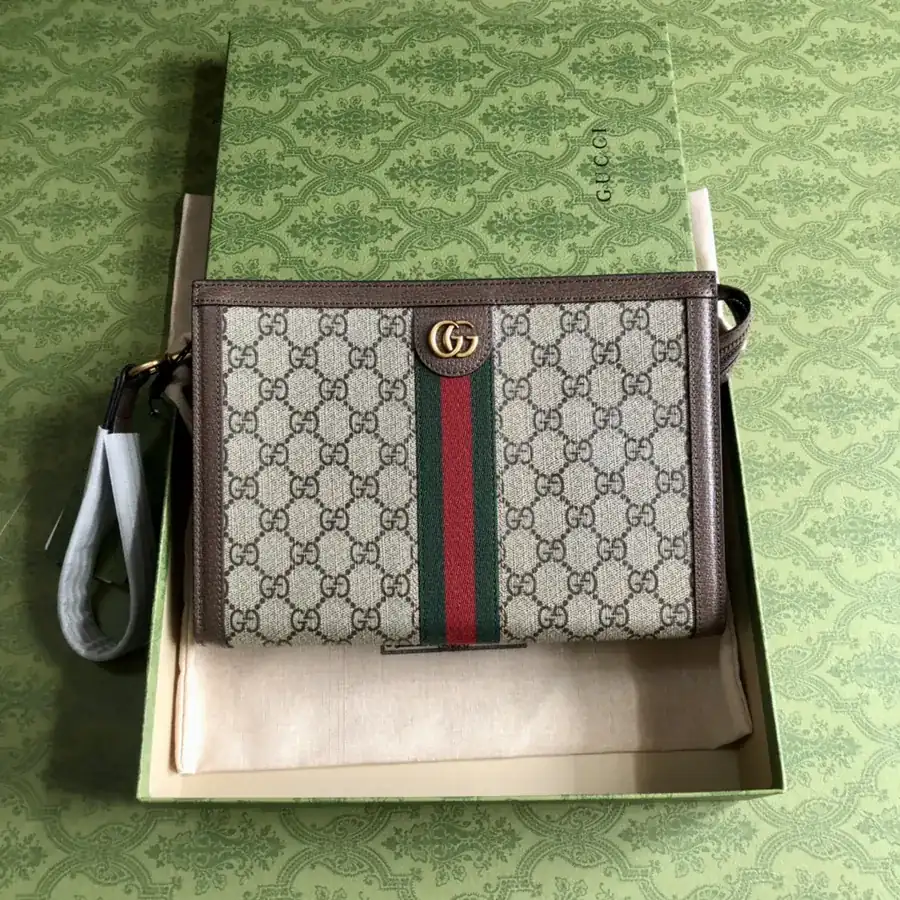 Gucci Ophidia Series Handbag with Red Green Webbing and Double G Accents