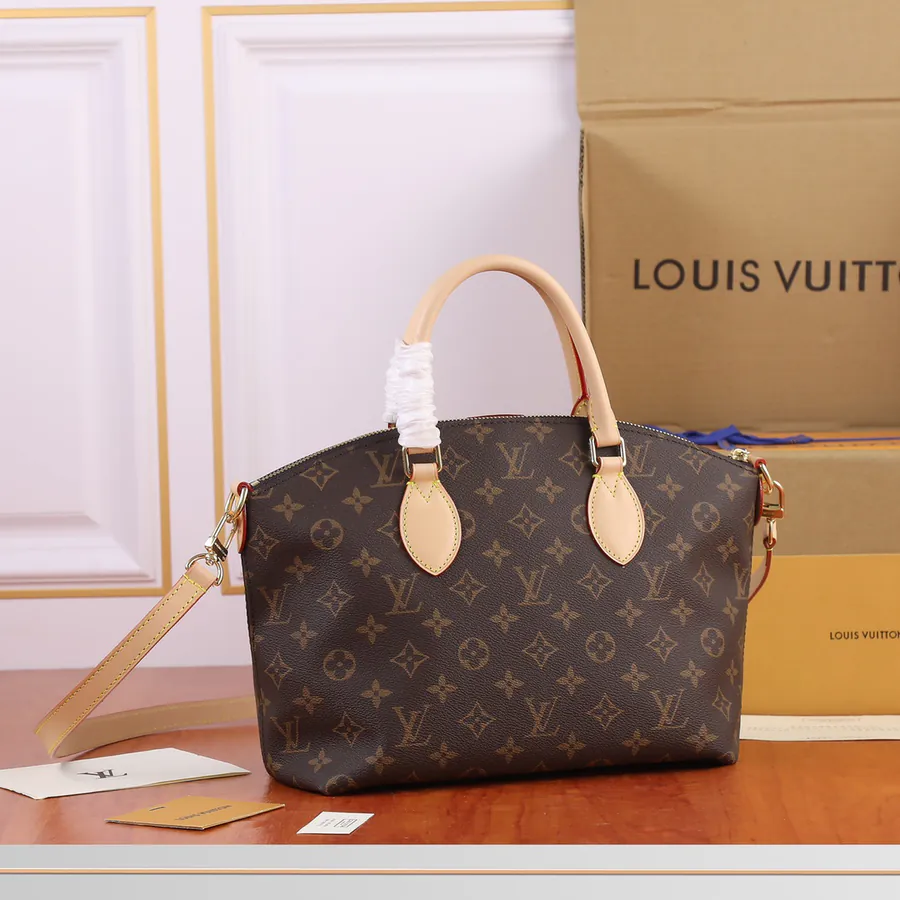 Boétie Small Zip Tote Bag with Monogram Canvas and Leather Trim