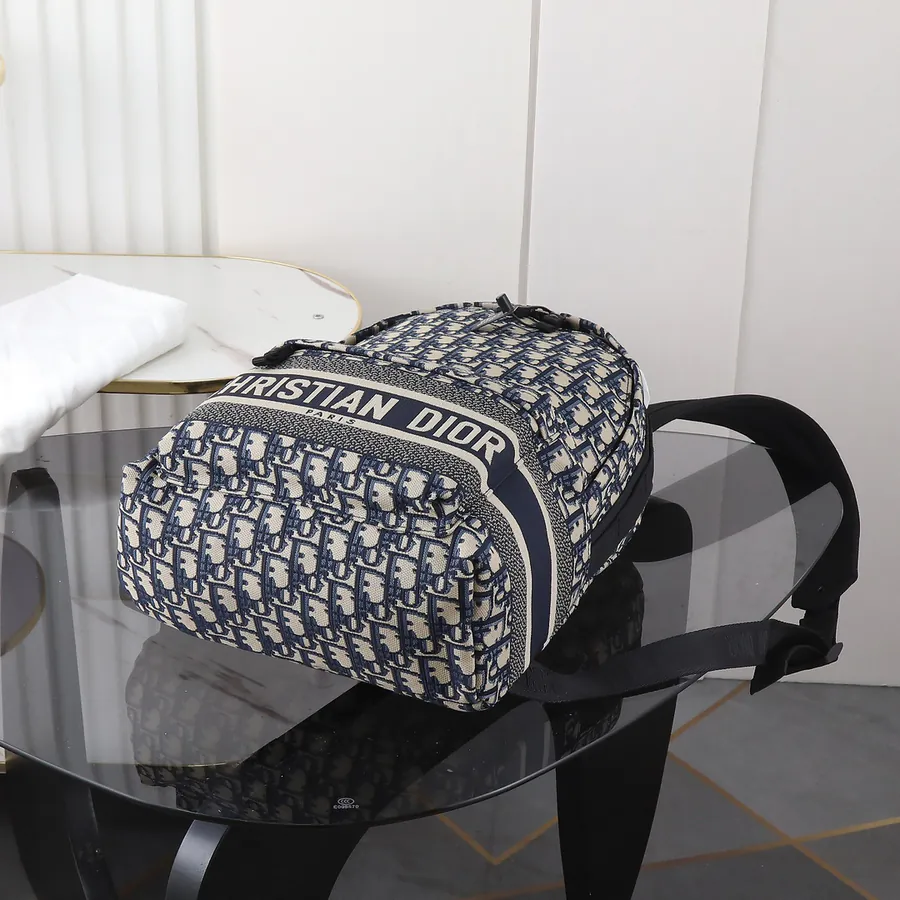 Dior House Travel Backpack with Blue Oblique Technical Jacquard