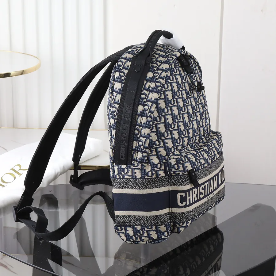 Dior House Travel Backpack with Blue Oblique Technical Jacquard