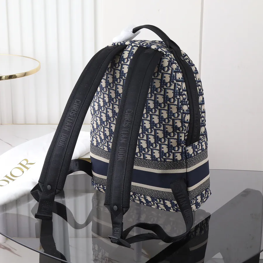 Dior House Travel Backpack with Blue Oblique Technical Jacquard