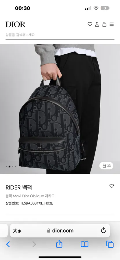 Rider Backpack in Black Maxi Dior Oblique Jacquard