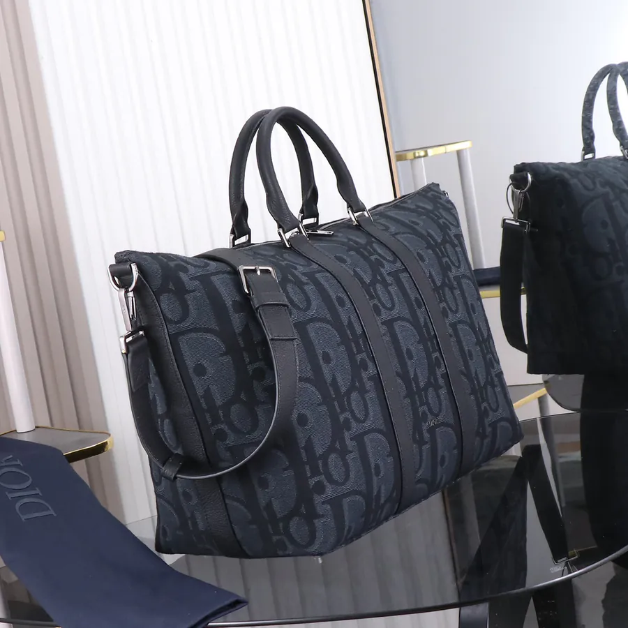 Dior Weekender 40 Bag Black Grained Calfskin