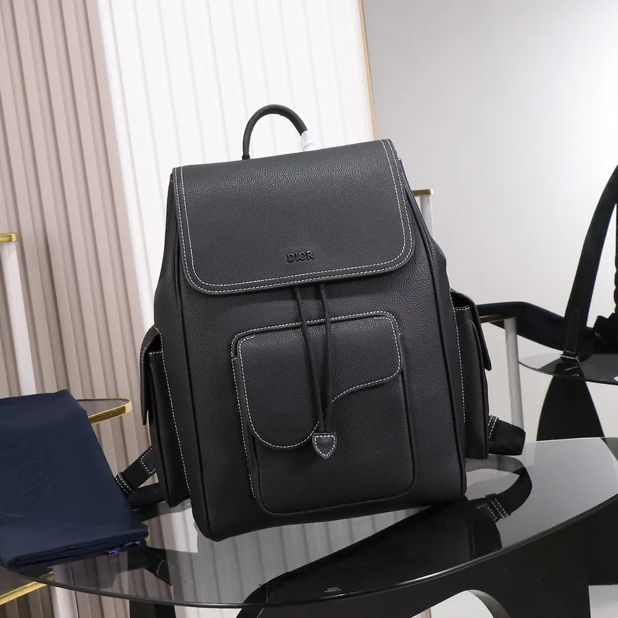 Dior Essentials Saddle Bag Black Grained Calfskin