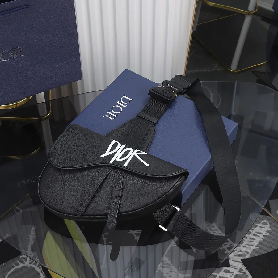 Dior Saddle Bag Black Grained Calfskin