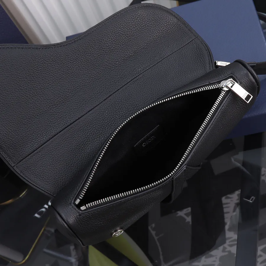 Dior Saddle Bag Black Grained Calfskin