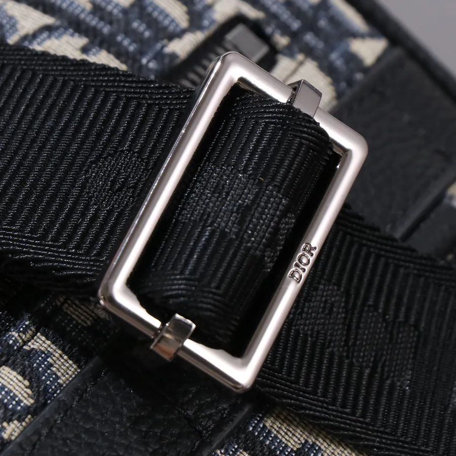Safari Messenger Bag with Strap Black Oblique Print