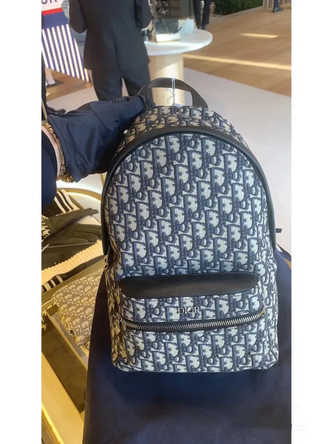 Rider Ruak Kids Bag Beige and Blue Oblique Jacquard