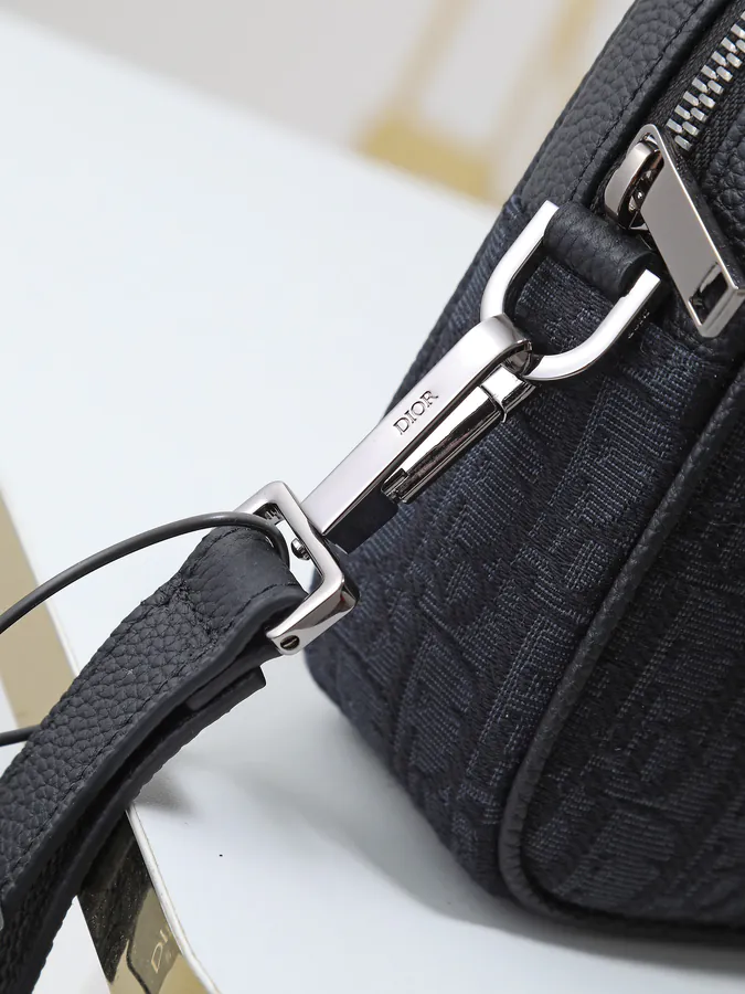 Dior Travel Cosmetic Bag with Oblique Print and Leather Trim