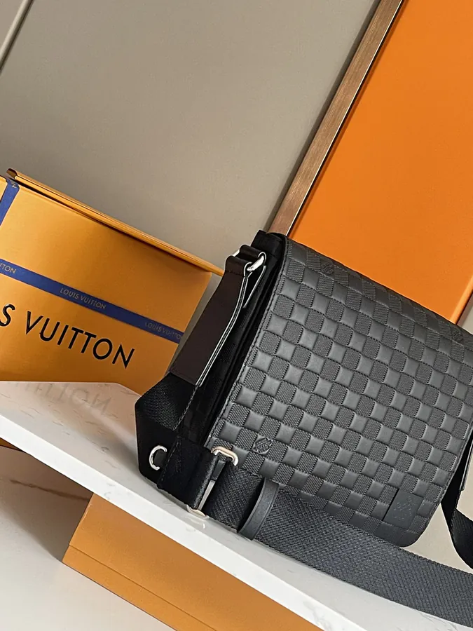 District Mini Messenger Bag with Damier Infini Canvas and Leather Trim