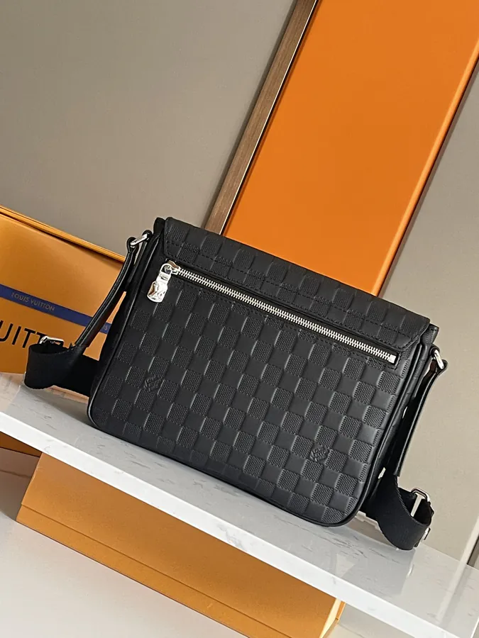 District Mini Messenger Bag with Damier Infini Canvas and Leather Trim