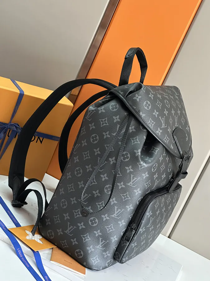 Montsouris Double Shoulder Bag with Monogram Eclipse Canvas and Leather Trim