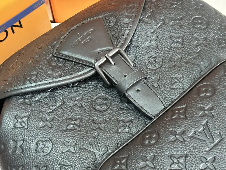 Montsouris Double Shoulder Bag Monogram Eclipse Canvas with Leather Trim