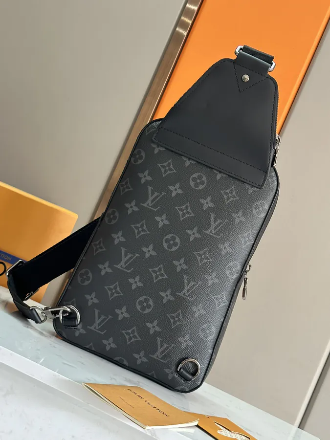 Avenue Shoulder Bag with Monogram Macassar Canvas and Leather Trim