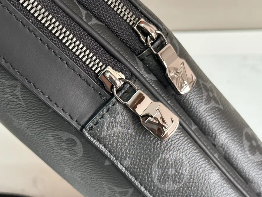 Avenue Shoulder Bag with Monogram Macassar Canvas and Leather Trim