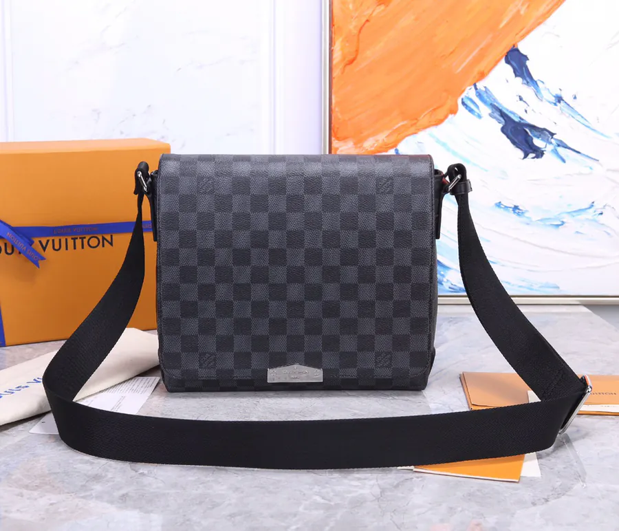 District Small Briefcase with Damier Graphite Canvas and Leather Trim