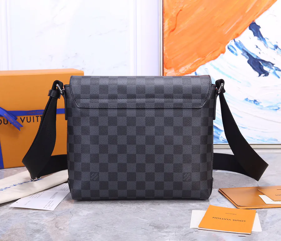 District Small Briefcase with Damier Graphite Canvas and Leather Trim