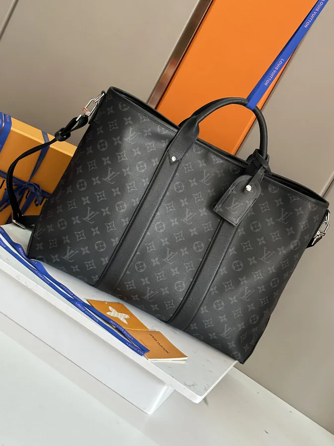 Weekend Tote Handbag with Monogram Canvas and Taïga Leather