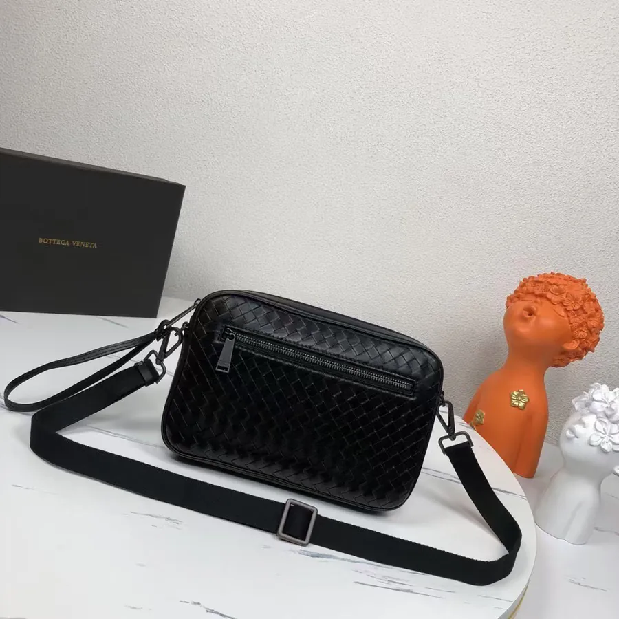 Bv New Classic Woven Leather Mini Messenger Bag