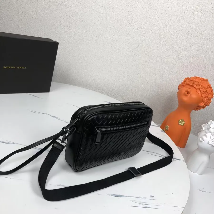 Bv New Classic Woven Leather Mini Messenger Bag