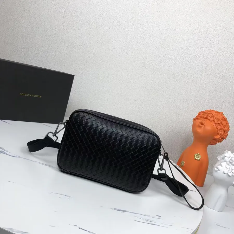 Bv New Classic Woven Leather Mini Messenger Bag