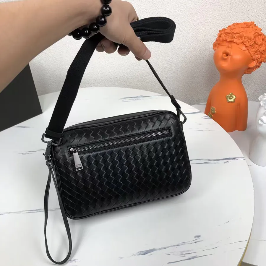 Bv New Classic Woven Leather Mini Messenger Bag
