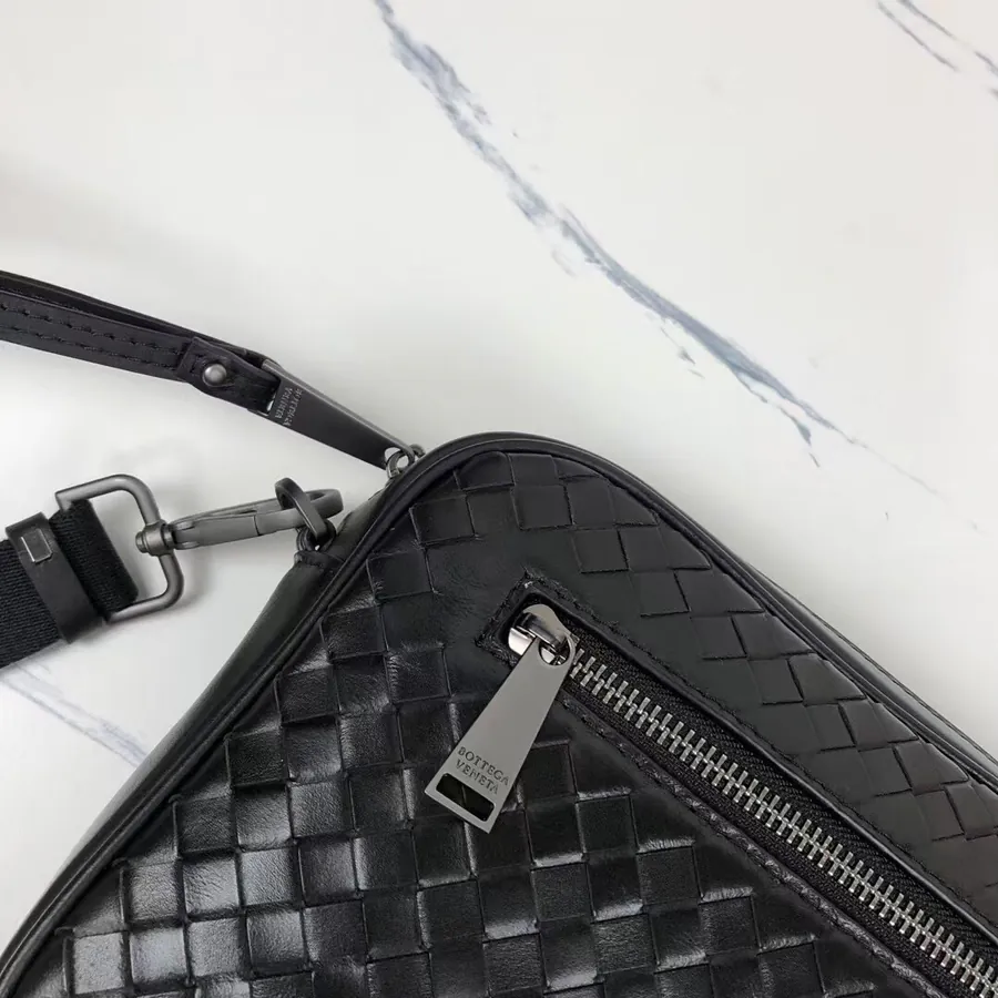 Bv New Classic Woven Leather Mini Messenger Bag