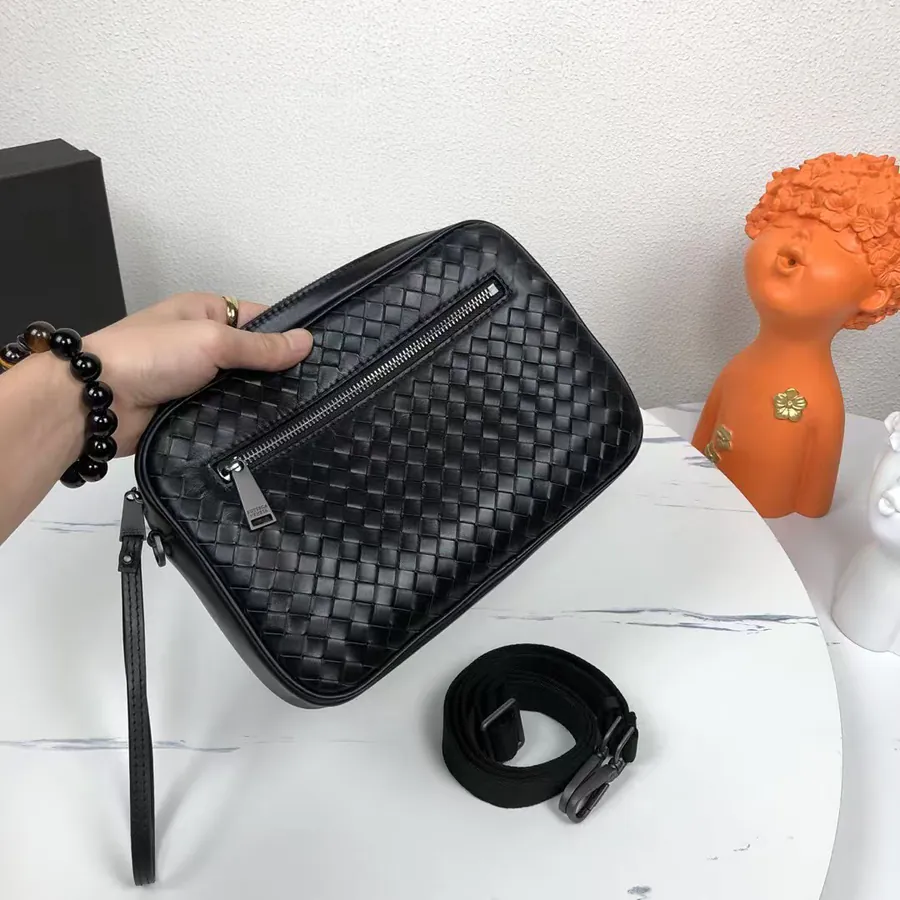 Bv New Classic Woven Leather Mini Messenger Bag