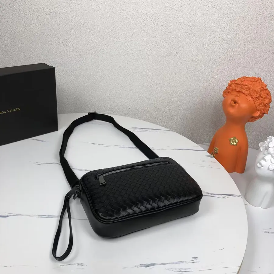 Bv New Classic Woven Leather Mini Messenger Bag