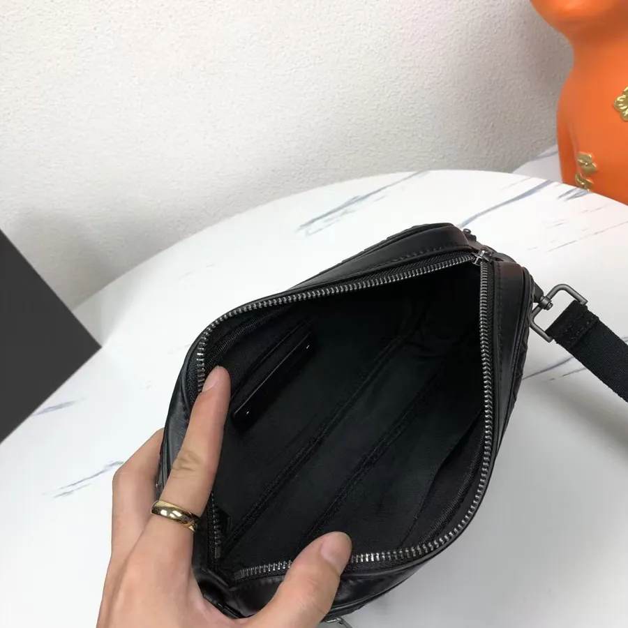 Bv New Classic Woven Leather Mini Messenger Bag