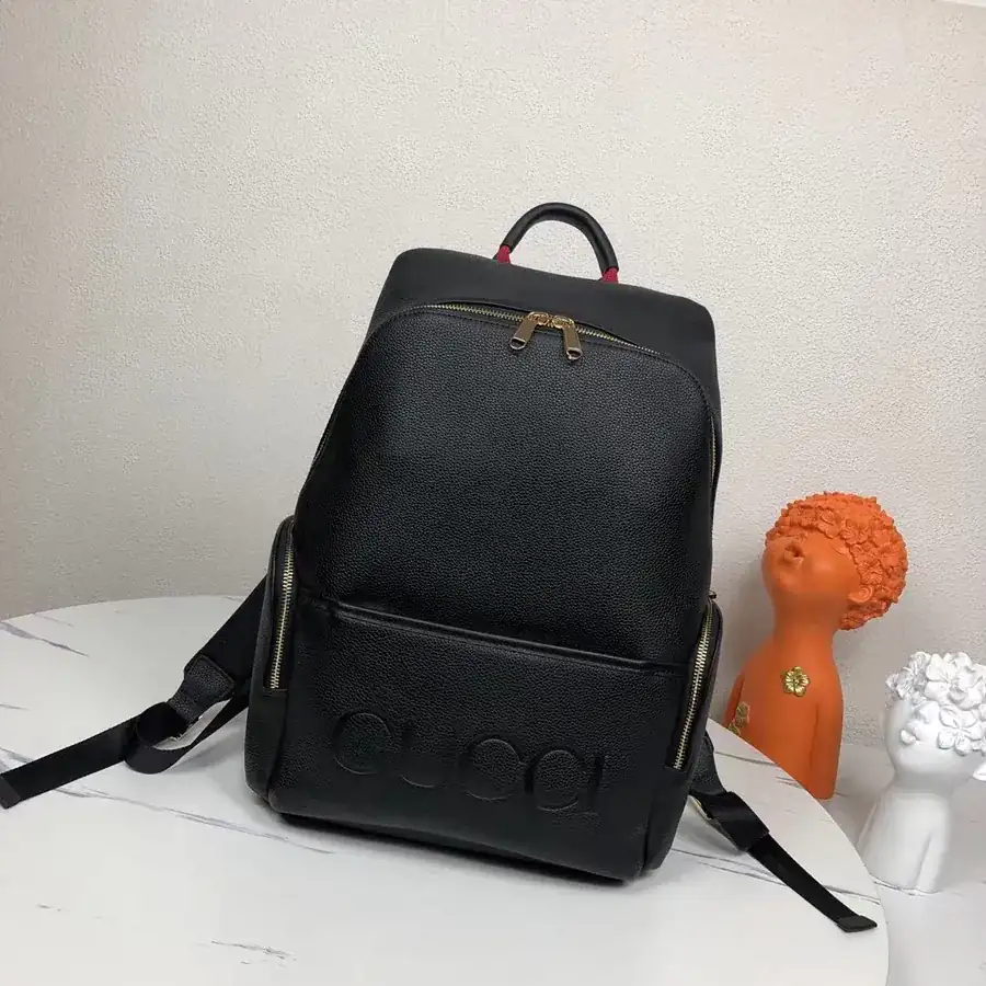 P500 G Brand New Men's Backpack Premium Black Grained Calfskin