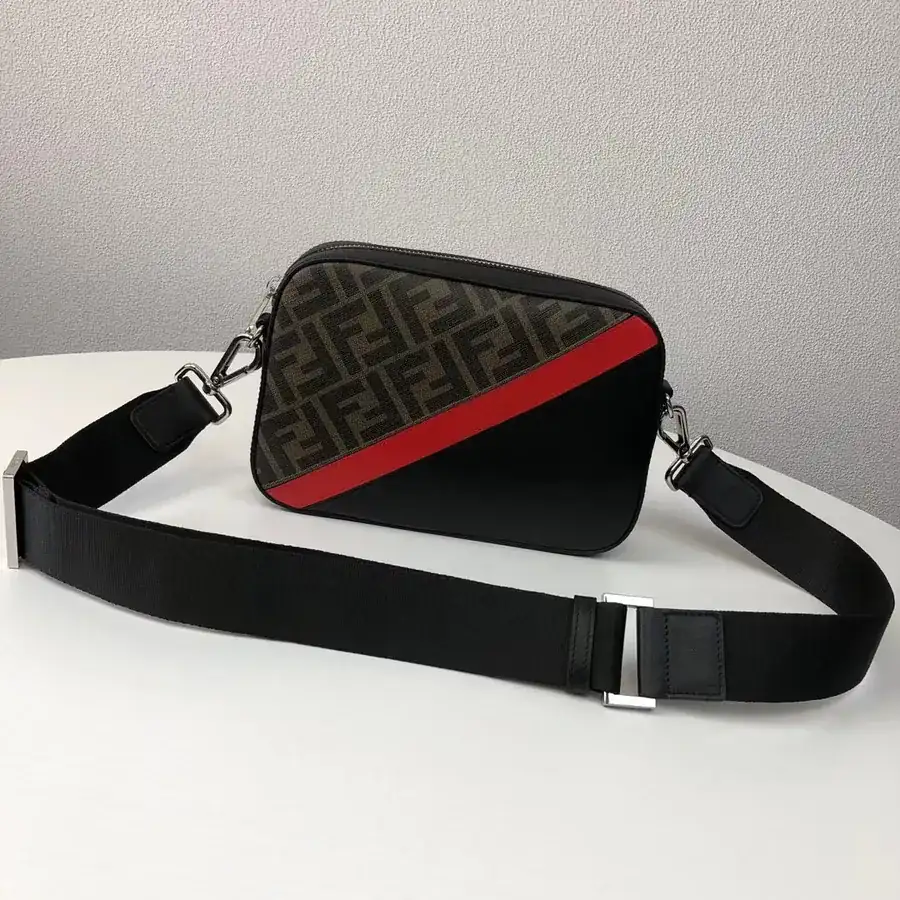 FD Compact Crossbody Bag Grained Calfskin, FF (PVC) Embellishment