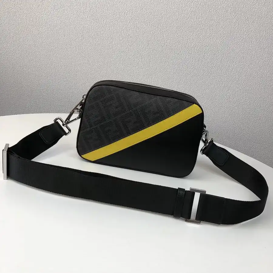 FD Compact Crossbody Bag Grained Calfskin with FF (PVC) Embroidery