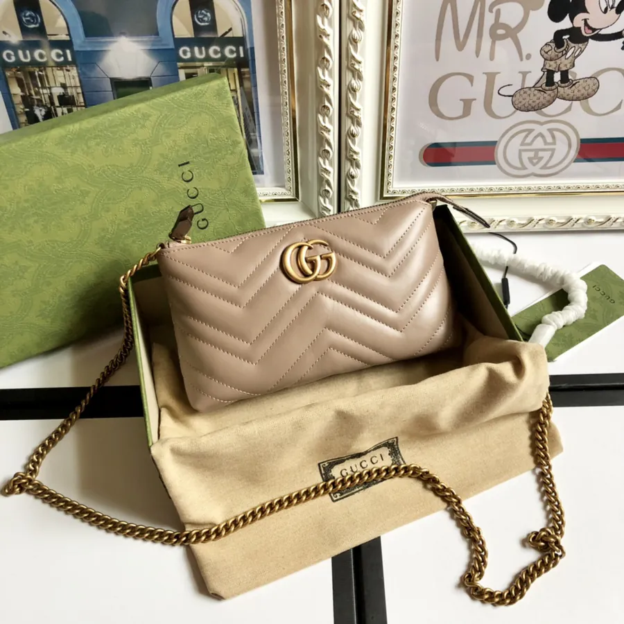 G Brand Chain Bag Premium Edition, Grained Calfskin, GG Logo