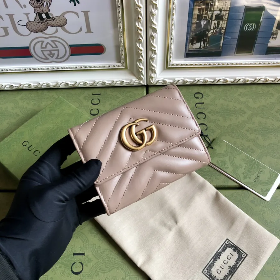 G Brand Card Holder with Retro Gold Metal Accents