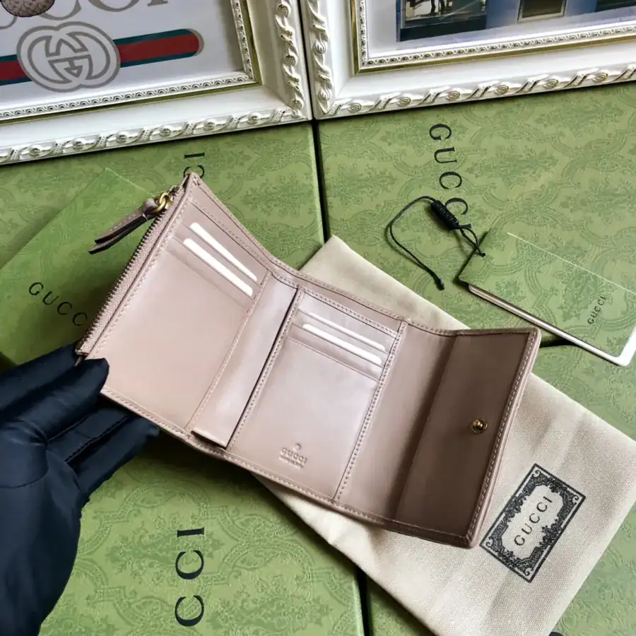 G Brand Card Holder with Retro Gold Metal Accents